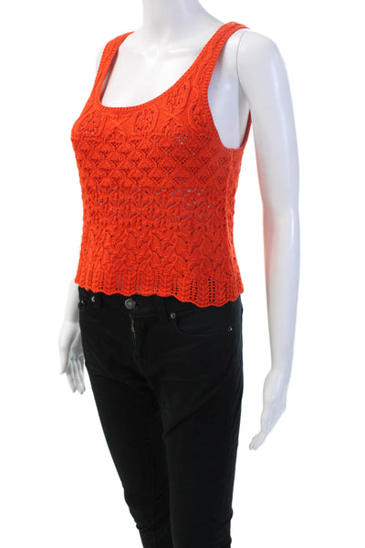 Unsubscribed Women Cropped Tank Orange Cotton Blend Round Neck Size XS