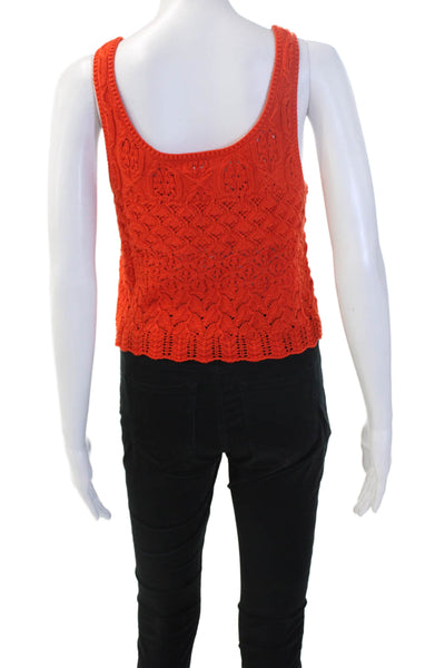 Unsubscribed Women Cropped Tank Orange Cotton Blend Round Neck Size XS