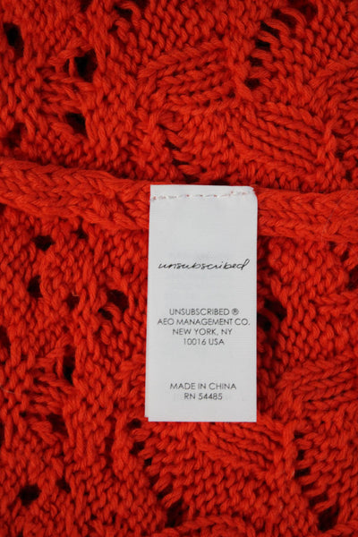 Unsubscribed Women Cropped Tank Orange Cotton Blend Round Neck Size XS