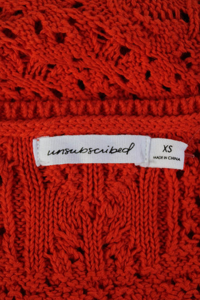 Unsubscribed Women Cropped Tank Orange Cotton Blend Round Neck Size XS