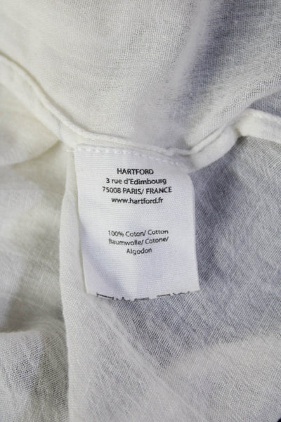 Hartford Womens Sleeveless V-Neck Tunic Blouse White Geometric Cotton Size 1