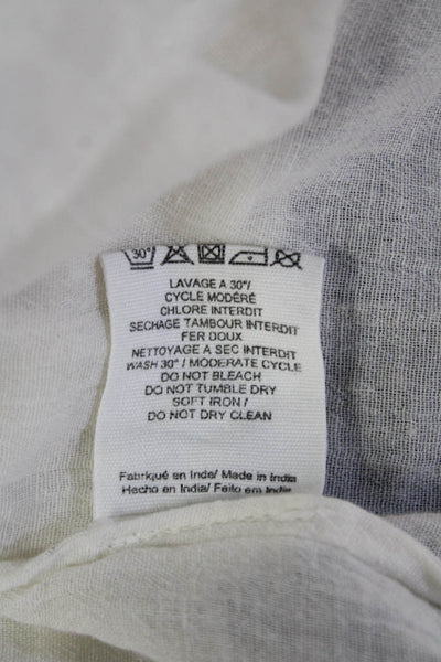 Hartford Womens Sleeveless V-Neck Tunic Blouse White Geometric Cotton Size 1