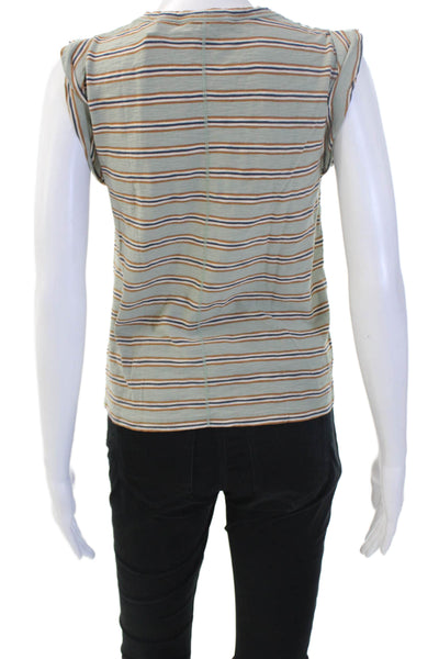Veronica Beard, Women Basic Jersey Striped Sleeveless T-Shirt Beige Size XS