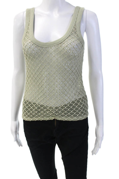 J Crew Women Beige Boho Sleeveless Tank Top 100% Polyester Round Neck Size XS