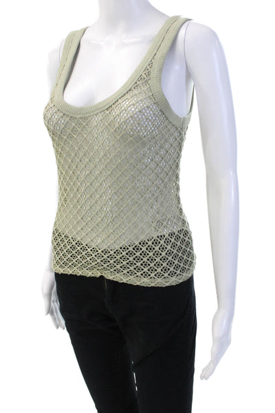 J Crew Women Beige Boho Sleeveless Tank Top 100% Polyester Round Neck Size XS