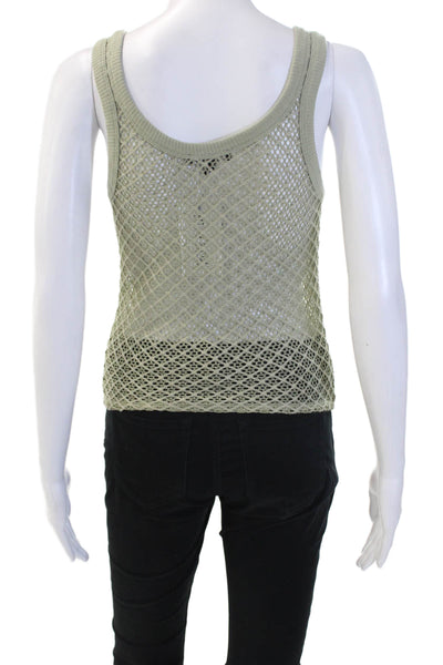 J Crew Women Beige Boho Sleeveless Tank Top 100% Polyester Round Neck Size XS