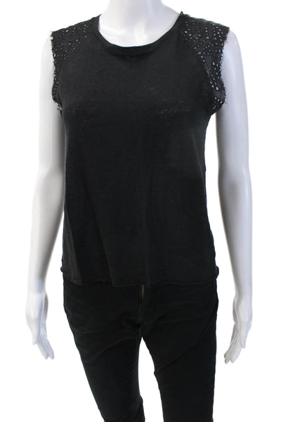 Generation Love Women Black Linen Sleeveless Tank Crew Neck Size XS