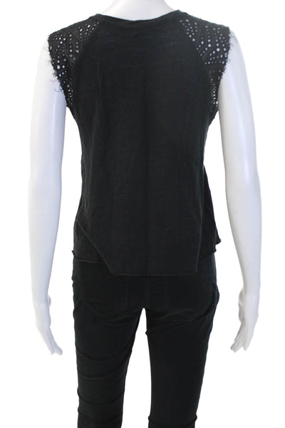 Generation Love Women Black Linen Sleeveless Tank Crew Neck Size XS