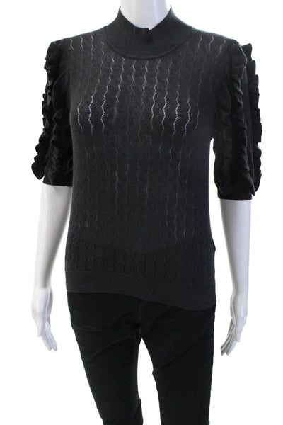 Joie Women Pullover Black Mock Neck 3/4 Sleeve Wool-Cashmere Size XS