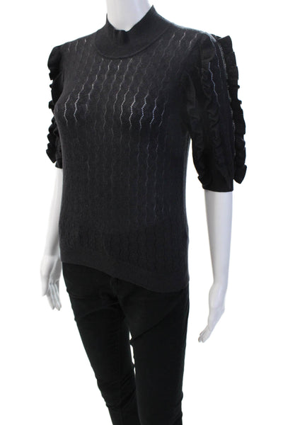 Joie Women Pullover Black Mock Neck 3/4 Sleeve Wool-Cashmere Size XS