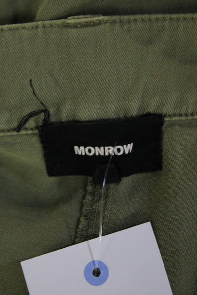Monrow, Womens Cropped Khaki Pants Army Green Button Cotton Size 25