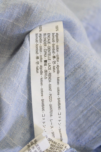 Zara Woman Women Light Blue Sleeveless Tunic Button Crewneck Cotton Size M
