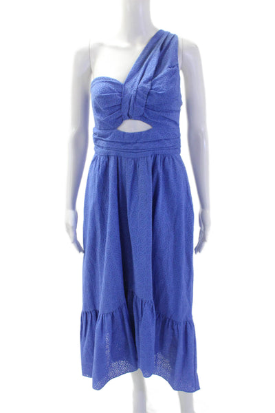 ALC Women Fit & Flare Sundress Blue Midi Cotton Paisley Zip Size 6