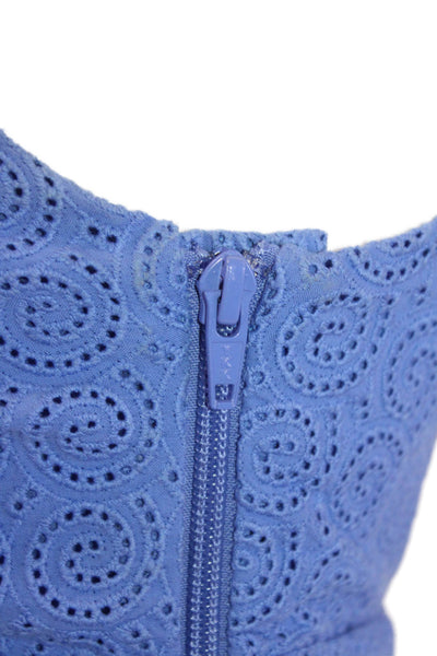 ALC Women Fit & Flare Sundress Blue Midi Cotton Paisley Zip Size 6
