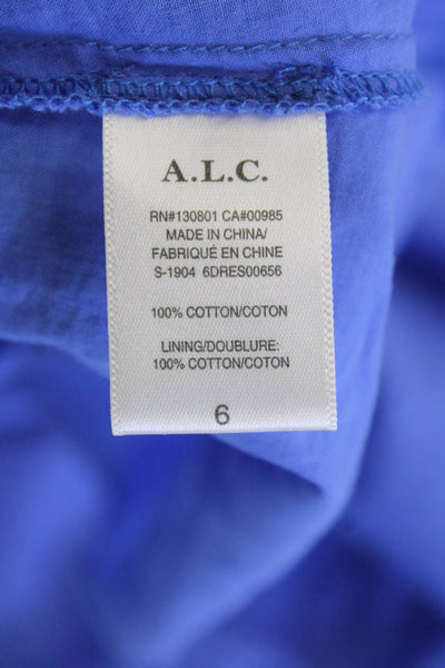 ALC Women Fit & Flare Sundress Blue Midi Cotton Paisley Zip Size 6