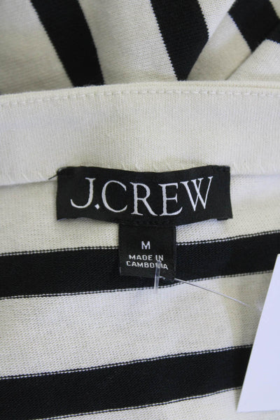 J Crew Womens Basic Striped Black Cotton Short Sleeve T-Shirt Nautical Size M