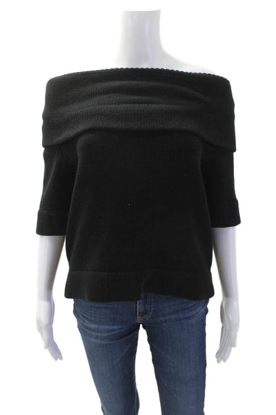 525 America, Womens Pullover Sweater Black 3/4 Sleeve Cotton-Acrylic Size M
