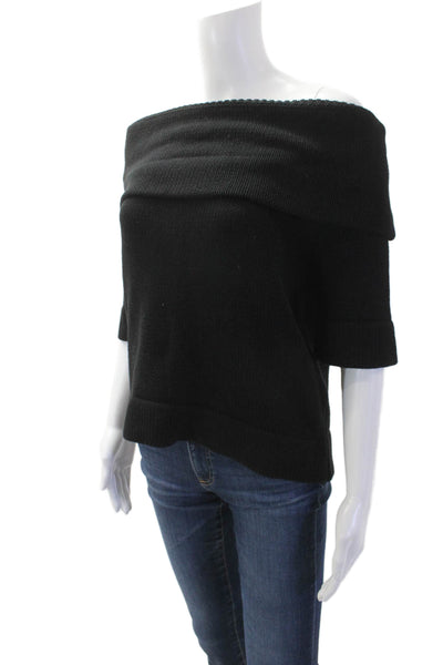 525 America, Womens Pullover Sweater Black 3/4 Sleeve Cotton-Acrylic Size M