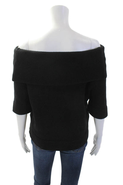 525 America, Womens Pullover Sweater Black 3/4 Sleeve Cotton-Acrylic Size M