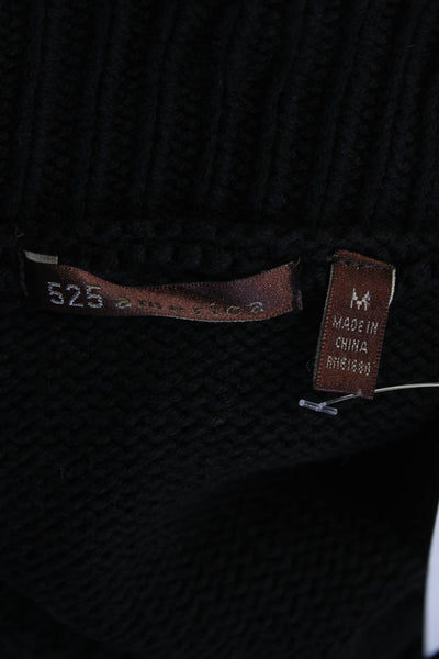525 America, Womens Pullover Sweater Black 3/4 Sleeve Cotton-Acrylic Size M