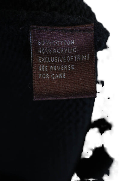 525 America, Womens Pullover Sweater Black 3/4 Sleeve Cotton-Acrylic Size M