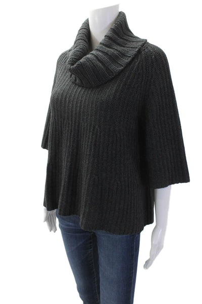 Theory Women Dark Gray Turtleneck Pullover 3/4 Sleeve Size L