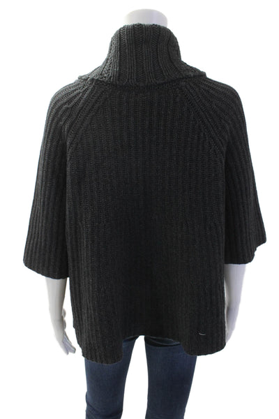 Theory Women Dark Gray Turtleneck Pullover 3/4 Sleeve Size L
