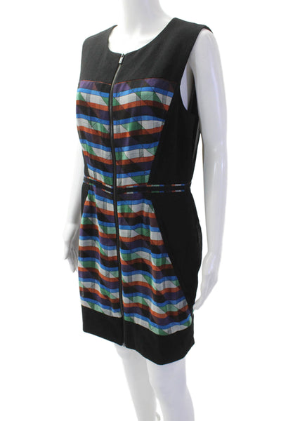 Rachel Rachel Roy Womens Shift Dress Black Geometric Knee-Length Size 12