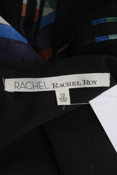 Rachel Rachel Roy Womens Shift Dress Black Geometric Knee-Length Size 12