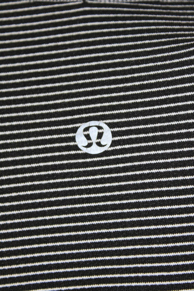 Lululemon Womens Black Striped Long Sleeve Crew Neck Top Size S