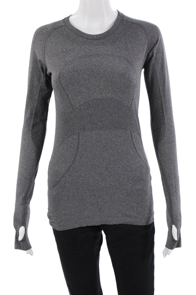 Lululemon Womens Dark Gray Crew Neck Long Sleeve Top Nylon Blend Size S