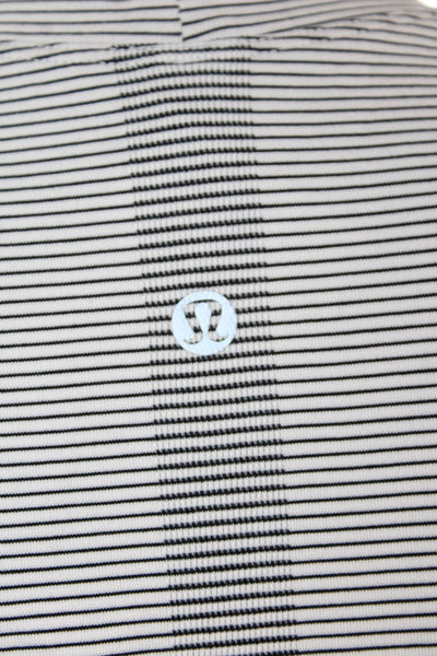 Lululemon Women Striped Crew Neck Short Sleeve Basic T-Shirt Gray Size S