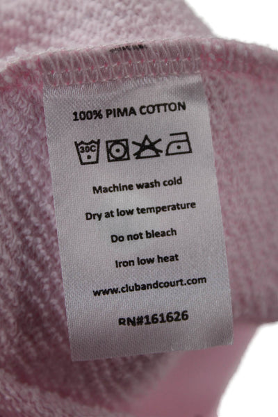 Designer Womens Basic Pink Pima Cotton Crew Neck Long Sleeve T-Shirt Size XS
