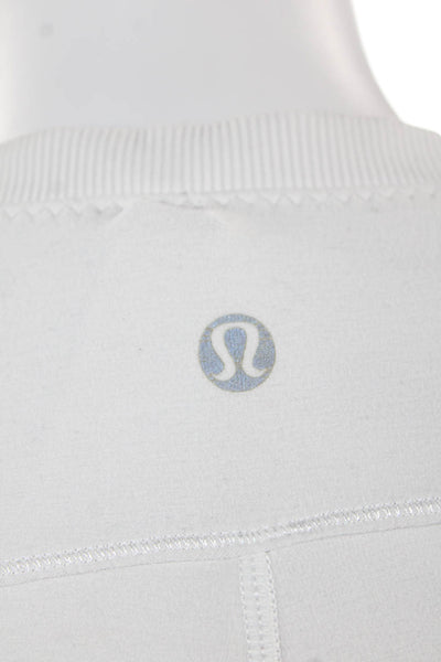 Lululemon Women White Long Sleeve Basic T-Shirt Crew Neck Nylon Blend Size XS