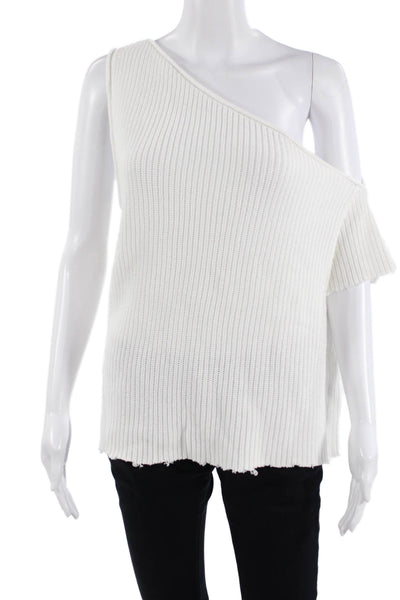 R+A Women White 100% Cotton Sweater Size S