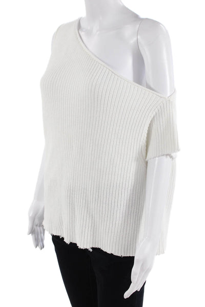 R+A Women White 100% Cotton Sweater Size S
