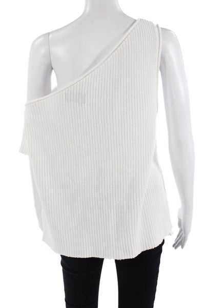 R+A Women White 100% Cotton Sweater Size S