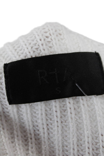 R+A Women White 100% Cotton Sweater Size S