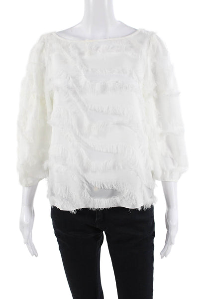 Joie Women Bohemian White Round Neck 3/4 Sleeve Blouse Size XS