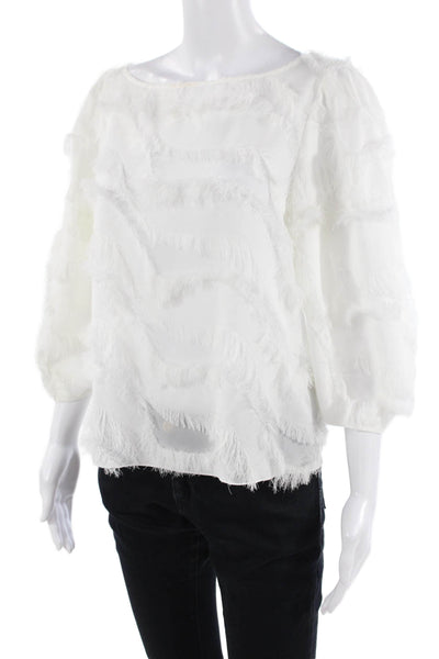 Joie Women Bohemian White Round Neck 3/4 Sleeve Blouse Size XS