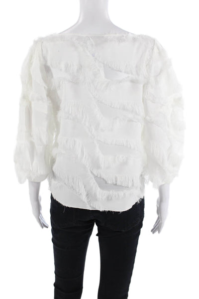 Joie Women Bohemian White Round Neck 3/4 Sleeve Blouse Size XS