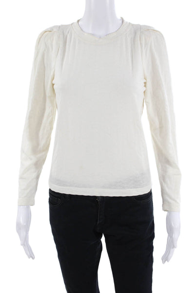 Joie Womens White Basic Long Sleeve Crew Neck T-Shirt Size XS