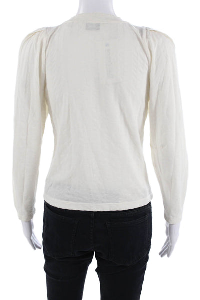 Joie Womens White Basic Long Sleeve Crew Neck T-Shirt Size XS