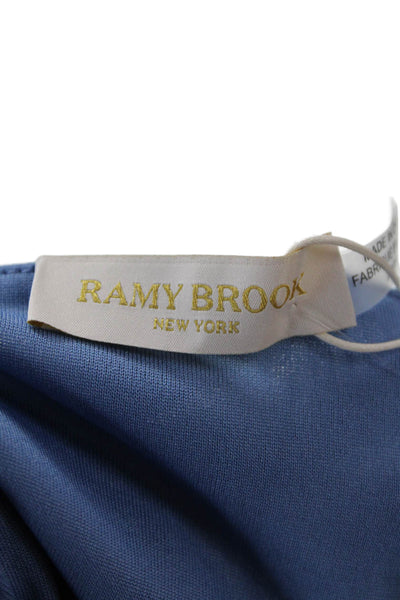 Ramy Brook Women Blue Metallic V-Neck Long Sleeve Blouse Size XS