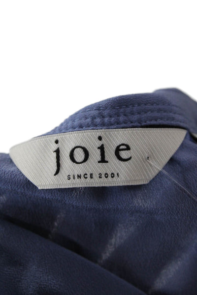 Joie Womens Tunic Blouse Blue 100% Silk Long Sleeve Drawstring Size XS