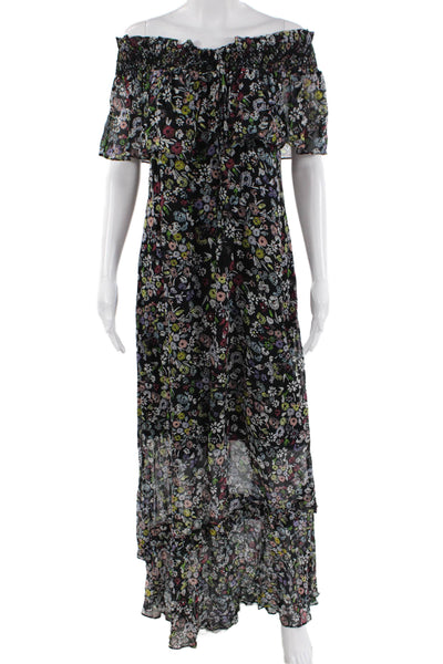 Rebecca Minkoff, Women, Black Floral Maxi Dress Short Sleeve Size 6