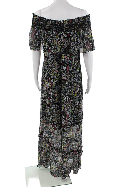 Rebecca Minkoff, Women, Black Floral Maxi Dress Short Sleeve Size 6