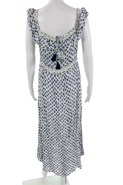 Saylor Women Maxi Sundress Blue Floral Square Neck Boho Size M