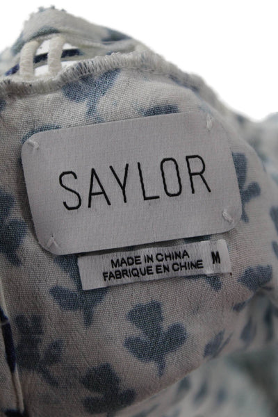 Saylor Women Maxi Sundress Blue Floral Square Neck Boho Size M