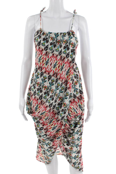 RaMona LaRue Women Black Floral Slip Dress Sleeveless Midi Microfiber Size M
